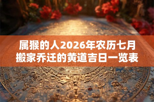 属猴的人2026年农历七月搬家乔迁的黄道吉日一览表！