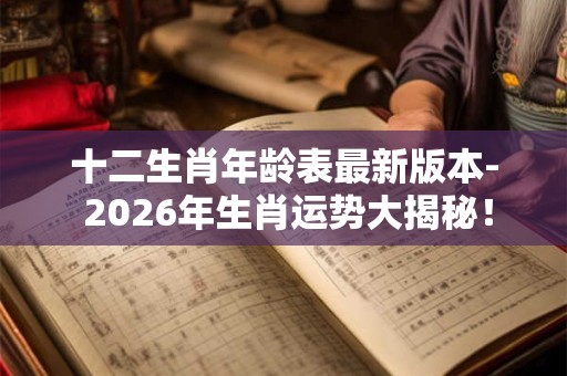 十二生肖年龄表最新版本- 2026年生肖运势大揭秘！