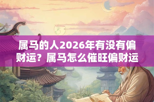 属马的人2026年有没有偏财运？属马怎么催旺偏财运？