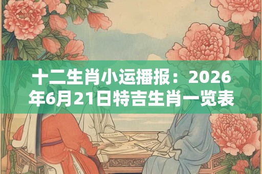 十二生肖小运播报：2026年6月21日特吉生肖一览表