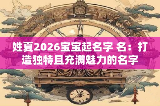 姓夏2026宝宝起名字 名：打造独特且充满魅力的名字