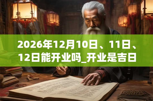2026年12月10日、11日、12日能开业吗_开业是吉日吗