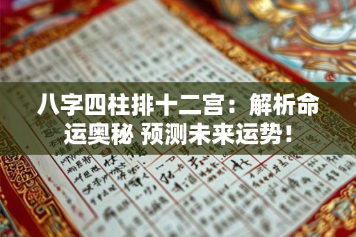 八字四柱排十二宫：解析命运奥秘 预测未来运势！