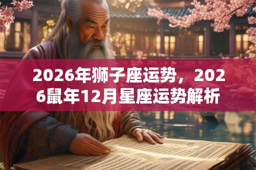 2026年狮子座运势，2026鼠年12月星座运势解析