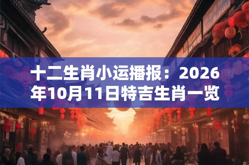 十二生肖小运播报：2026年10月11日特吉生肖一览表