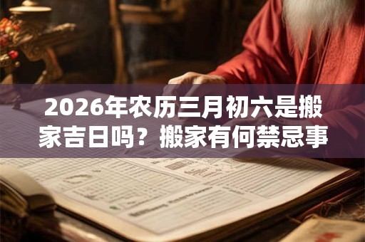 2026年农历三月初六是搬家吉日吗？搬家有何禁忌事项？