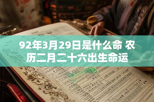 92年3月29日是什么命 农历二月二十六出生命运 92年3月29日是什么命 农历二月二十六出生命运
