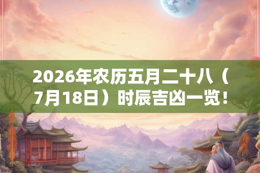 2026年农历五月二十八（7月18日）时辰吉凶一览！