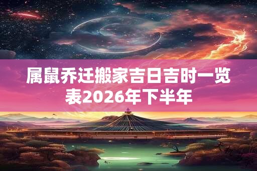 属鼠乔迁搬家吉日吉时一览表2026年下半年