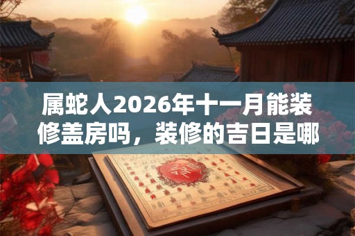 属蛇人2026年十一月能装修盖房吗，装修的吉日是哪天？
