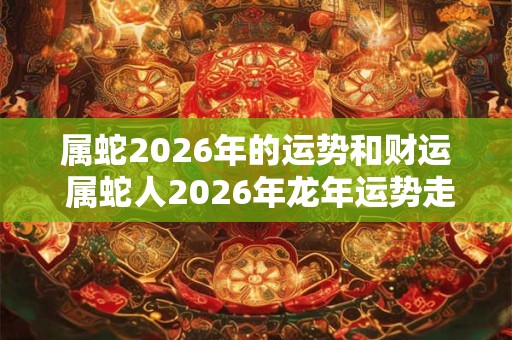 属蛇2026年的运势和财运 属蛇人2026年龙年运势走向如何