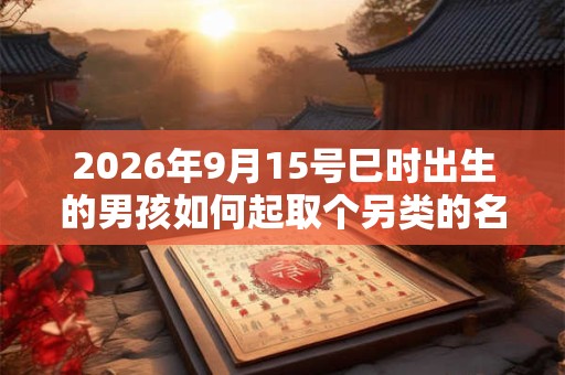 2026年9月15号巳时出生的男孩如何起取个另类的名字，五行属什么