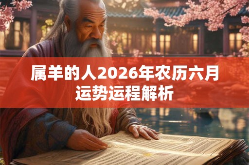 属羊的人2026年农历六月运势运程解析