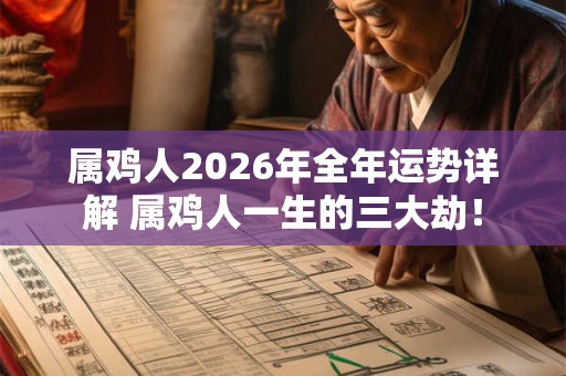 属鸡人2026年全年运势详解 属鸡人一生的三大劫！
