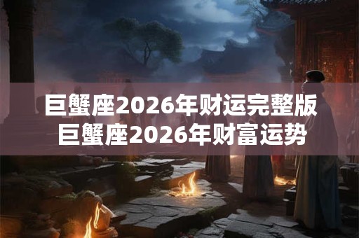 巨蟹座2026年财运完整版 巨蟹座2026年财富运势