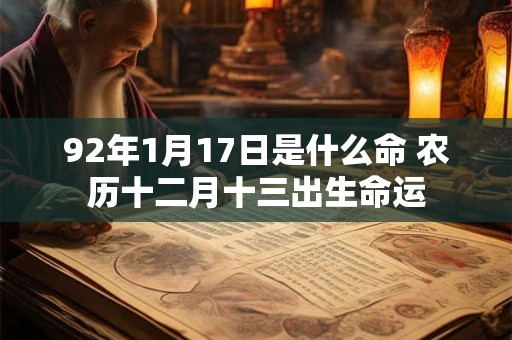92年1月17日是什么命 农历十二月十三出生命运