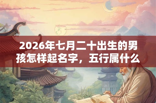 2026年七月二十出生的男孩怎样起名字，五行属什么