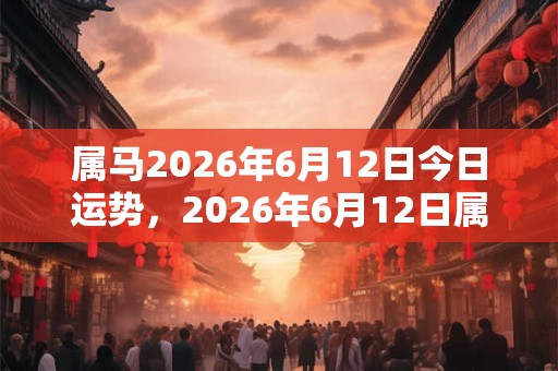 属马2026年6月12日今日运势，2026年6月12日属马人运势好吗？