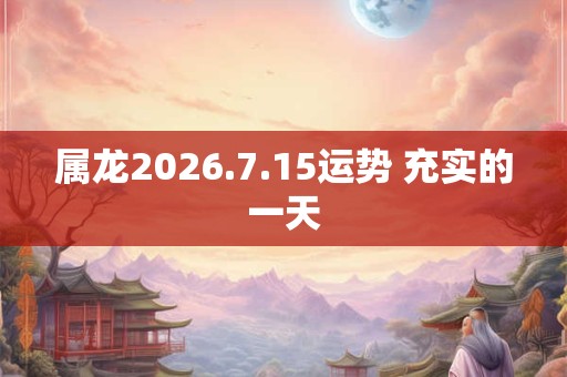 属龙2026.7.15运势 充实的一天