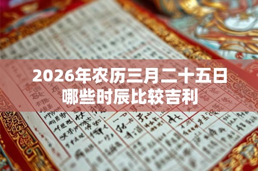 2026年农历三月二十五日哪些时辰比较吉利