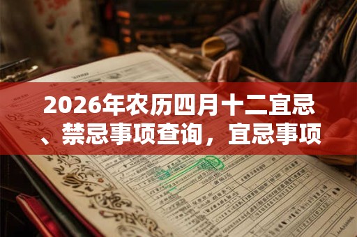2026年农历四月十二宜忌、禁忌事项查询，宜忌事项解释