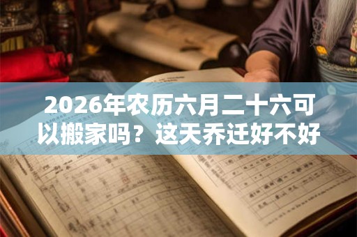 2026年农历六月二十六可以搬家吗？这天乔迁好不好？