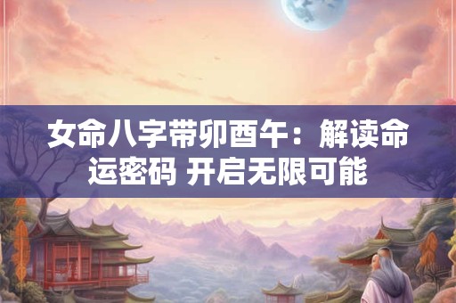 女命八字带卯酉午：解读命运密码 开启无限可能
