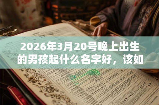 2026年3月20号晚上出生的男孩起什么名字好，该如何取名？
