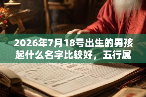 2026年7月18号出生的男孩起什么名字比较好，五行属什么