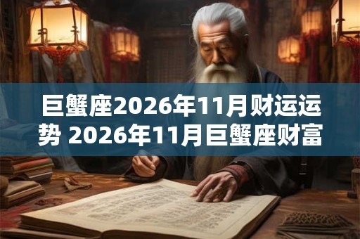 巨蟹座2026年11月财运运势 2026年11月巨蟹座财富运程详解