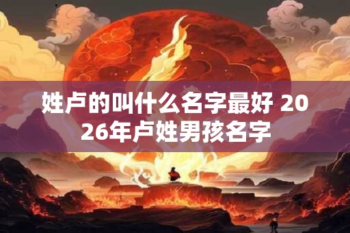 姓卢的叫什么名字最好 2026年卢姓男孩名字
