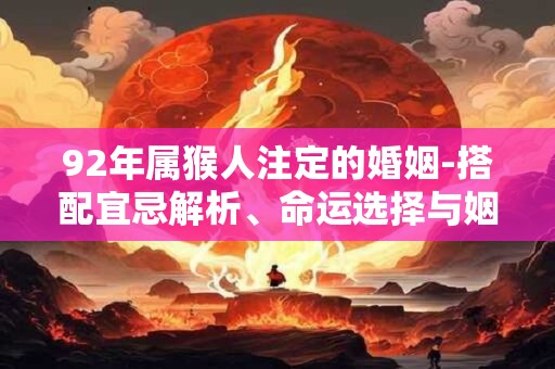 92年属猴人注定的婚姻-搭配宜忌解析、命运选择与姻缘时机