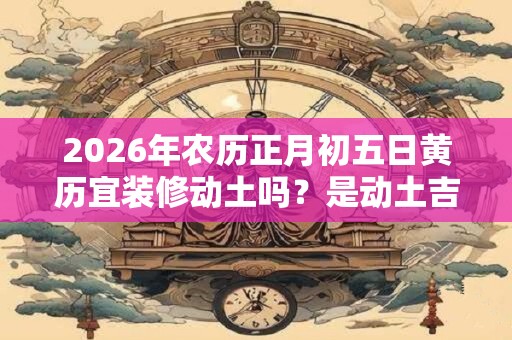 2026年农历正月初五日黄历宜装修动土吗？是动土吉日吗