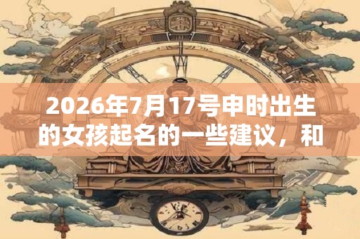 2026年7月17号申时出生的女孩起名的一些建议，和五行八字！