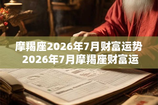 摩羯座2026年7月财富运势 2026年7月摩羯座财富运程详解