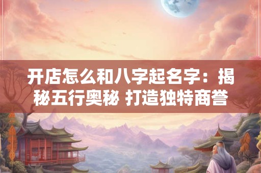 开店怎么和八字起名字:揭秘五行奥秘 打造独特商誉 开店怎么和八字起名字:揭秘五行奥秘 打造独特商誉
