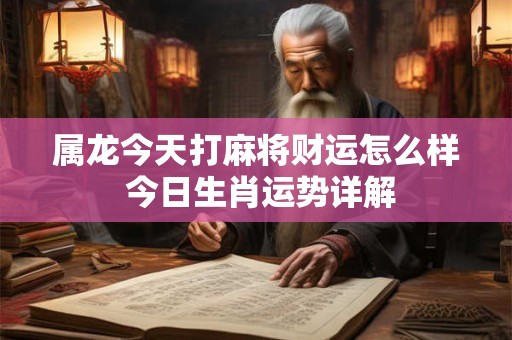 属龙今天打麻将财运怎么样 今日生肖运势详解 属龙今天打麻将财运怎么样 今日生肖运势详解
