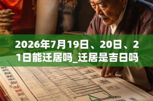 2026年7月19日、20日、21日能迁居吗_迁居是吉日吗