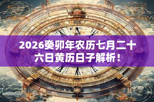 2026癸卯年农历七月二十六日黄历日子解析！