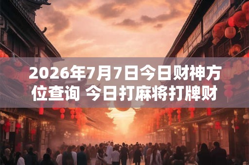 2026年7月7日今日财神方位查询 今日打麻将打牌财神方位！