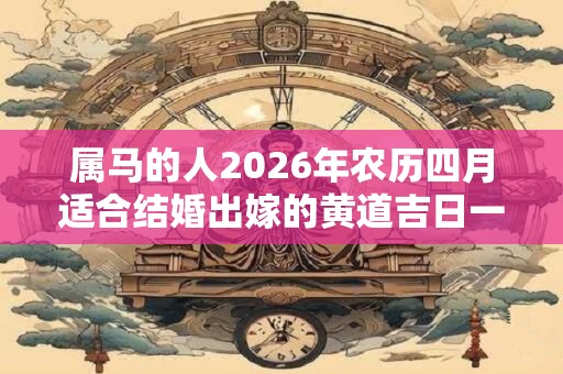 属马的人2026年农历四月适合结婚出嫁的黄道吉日一览！