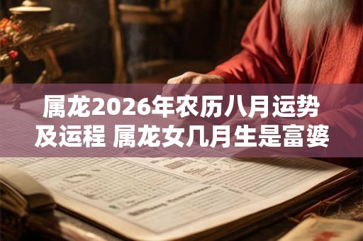 属龙2026年农历八月运势及运程 属龙女几月生是富婆命 属龙2026年农历八月运势及运程 属龙女几月生是富婆命