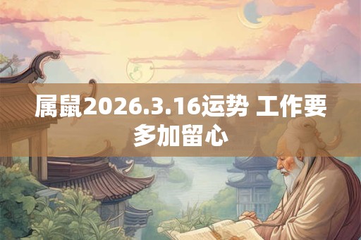属鼠2026.3.16运势 工作要多加留心 属鼠2026.3.16运势 工作要多加留心