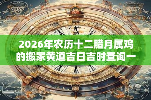 2026年农历十二腊月属鸡的搬家黄道吉日吉时查询一览表