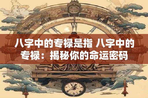 八字中的专禄是指 八字中的专禄：揭秘你的命运密码