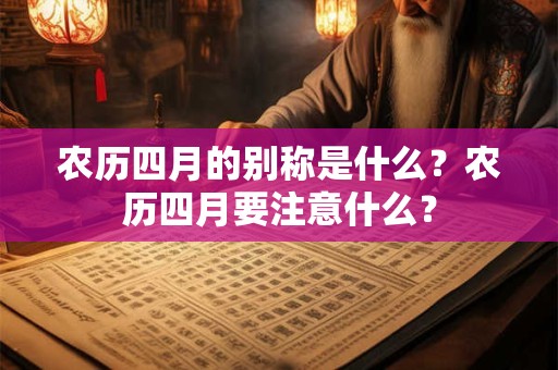 农历四月的别称是什么？农历四月要注意什么？