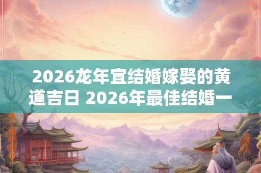 2026龙年宜结婚嫁娶的黄道吉日 2026年最佳结婚一览表