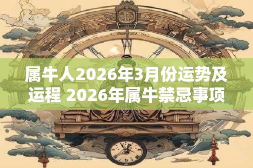 属牛人2026年3月份运势及运程 2026年属牛禁忌事项