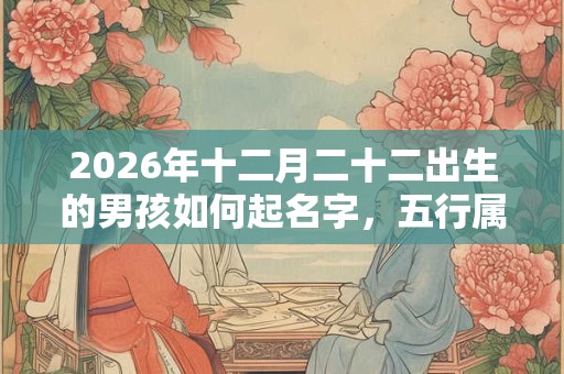 2026年十二月二十二出生的男孩如何起名字，五行属什么