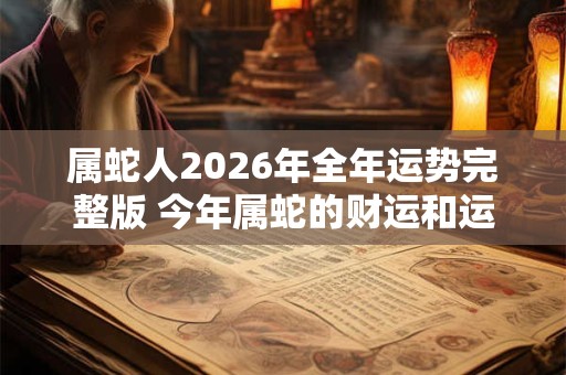属蛇人2026年全年运势完整版 今年属蛇的财运和运气如何2026
